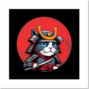 Cute Samurai Cat Posters and Art